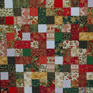 Christmas Lap Quilt, Sofa Quilt - 51-1/2" x 60"