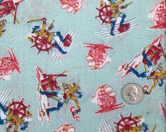 Vintage Pirate Seersucker Cotton Fabric