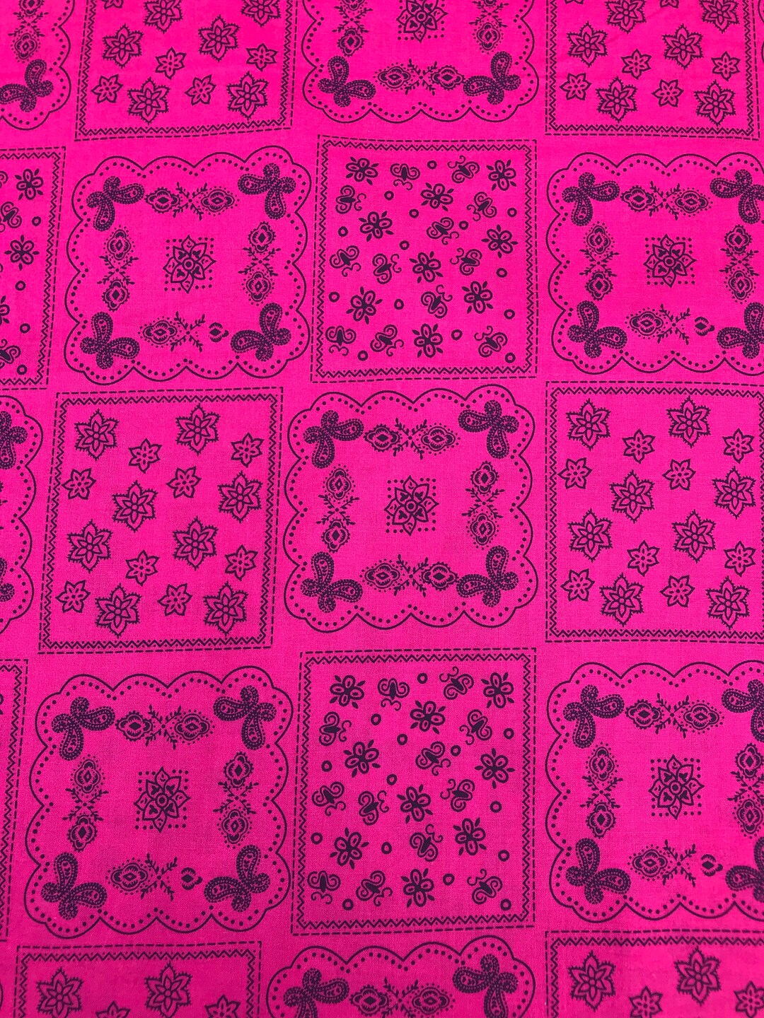Bandana Print Fabric by the Yard Fuchsia Navy Cotton Etsy