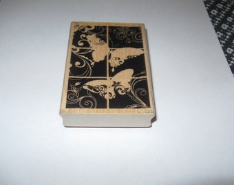 Hampton Art PS0520 Windowpane Monarch Wood-Mounted Rubber Stamp / Hampton Art, Washington, NC, c2010 New  Retired