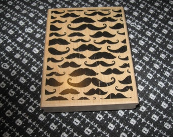 Stampabilities OR1065 Mustache Background Wood Mounted Rubber Stamp Never Inked. Retired.