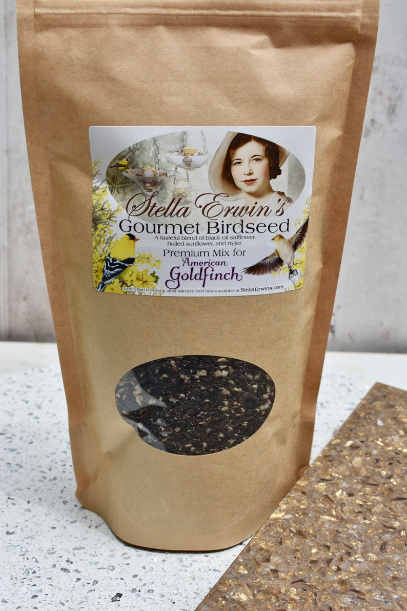 Bird food blend for Goldfinch, 12 ounce bag of gourmet birdseed gift for backyard birder, sustainable habitat bird sanctuary Christmas gifts image 2