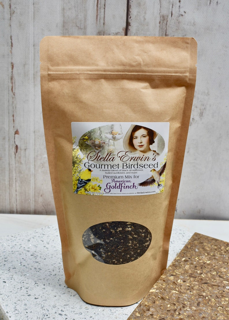 Bird food blend for Goldfinch, 12 ounce bag of gourmet birdseed gift for backyard birder, sustainable habitat bird sanctuary Christmas gifts image 5