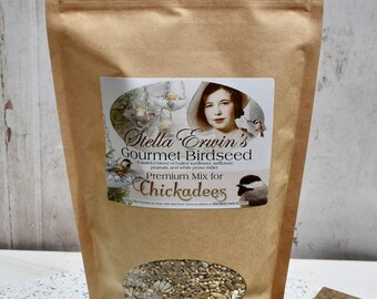 Bird food blend for Chickadees, 12 ounce bag, gourmet birdseed, gift for backyard birder, sustainable habitat wildbird seed, bird lover gift