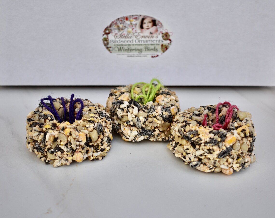 Birdseed ornaments gift box of 3 wreaths 3 inch diameter Etsy