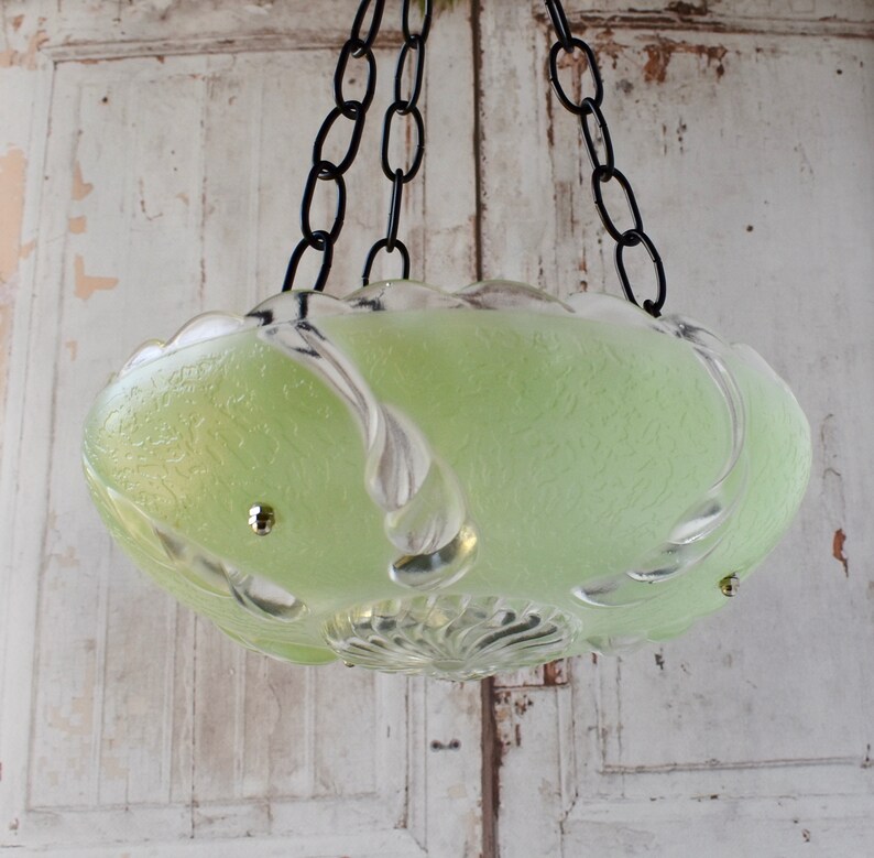Green Glass Bird Feeder Vintage Hanging Birdfeeder Etsy