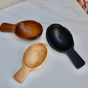 Wooden scoop, spoon, birdseed accessory in your choice of brown, black or blond, habitat sanctuary bird feeder implement, backyard birding image 4