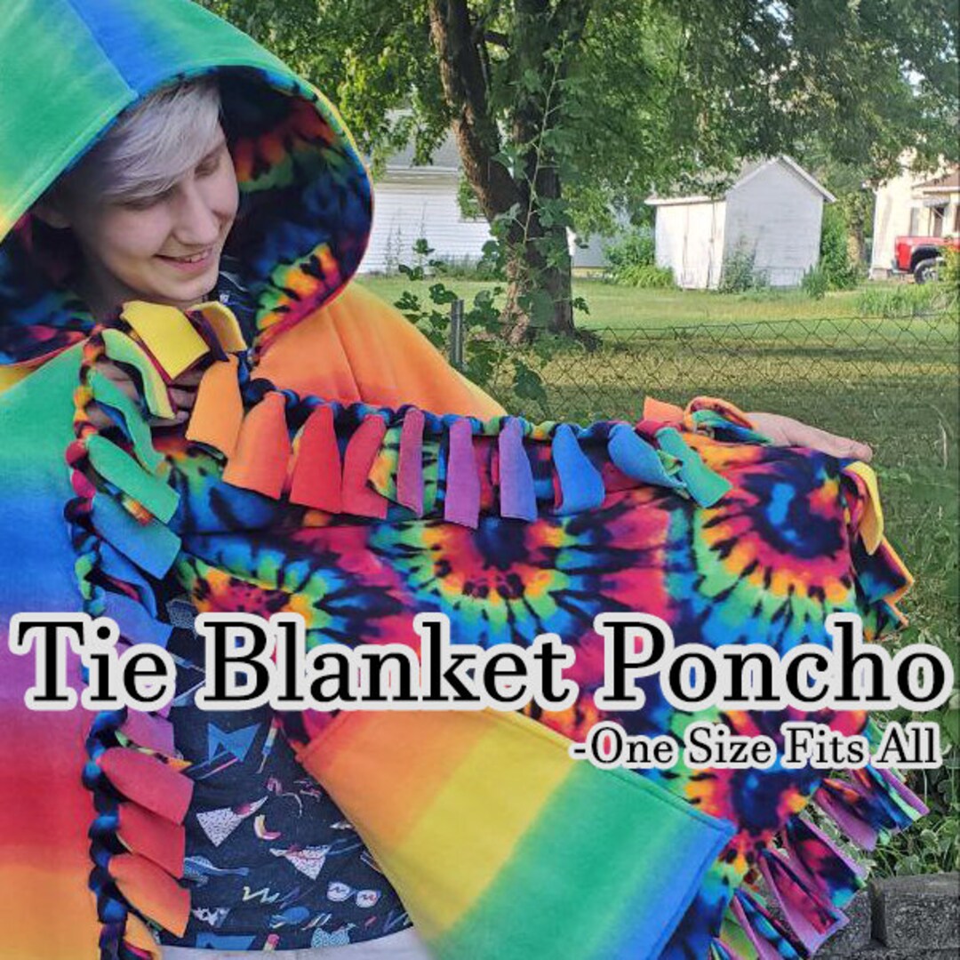Tie Blanket Poncho Fleece Blanket With a Pocket Etsy