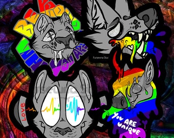 LGBT-V Animals Vinyl Stickers
