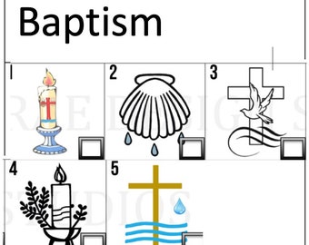 INKJET Iron-on TRANSFER paper sacramental symbols: baptism, reconciliation, communion, confirmation
