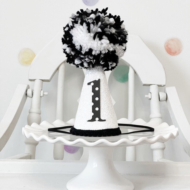 Black and White First Birthday Party Hat Etsy