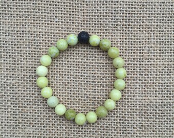 Peridot Jasper Essential Oil Diffusing Bracelet