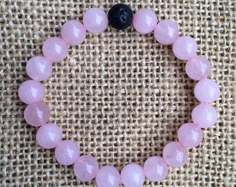 Essential Oil Diffusing 8mm Rose Quartz and Lava Rock Bracelet