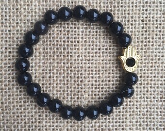 Black Obsidian with Hamsa