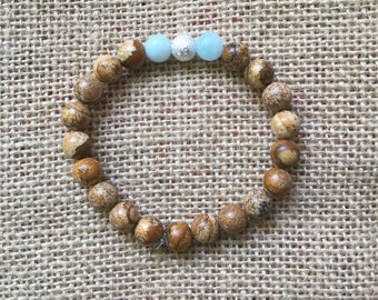 Picture Jasper, Amazonite and Silver Bracelet