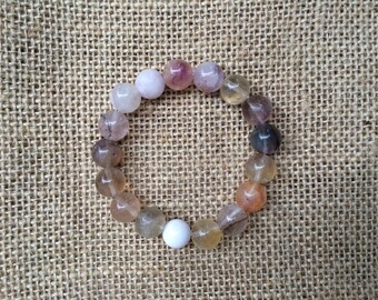 Purple Fluorite and New Jade 10mm Gemstone Bracelet