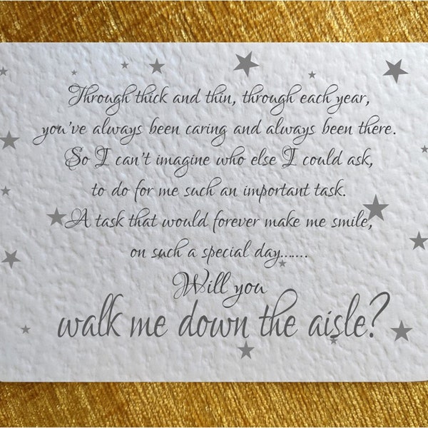 Will You Be My ... walk me down the aisle / Witness / Usher card/invite -STAR SILVER