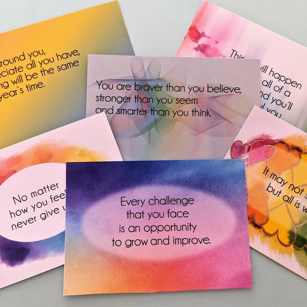 40 Positive Affirmationskarten | Selbstliebe | Motivierend | Wohlbefinden | Positivität | Regenbogen | Organzabeutel