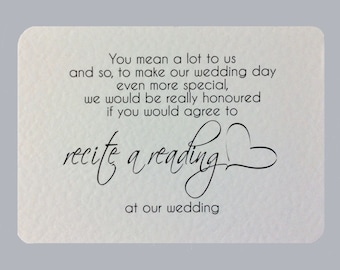 Wedding Will You Recite a Reading card & envelope - can personalise