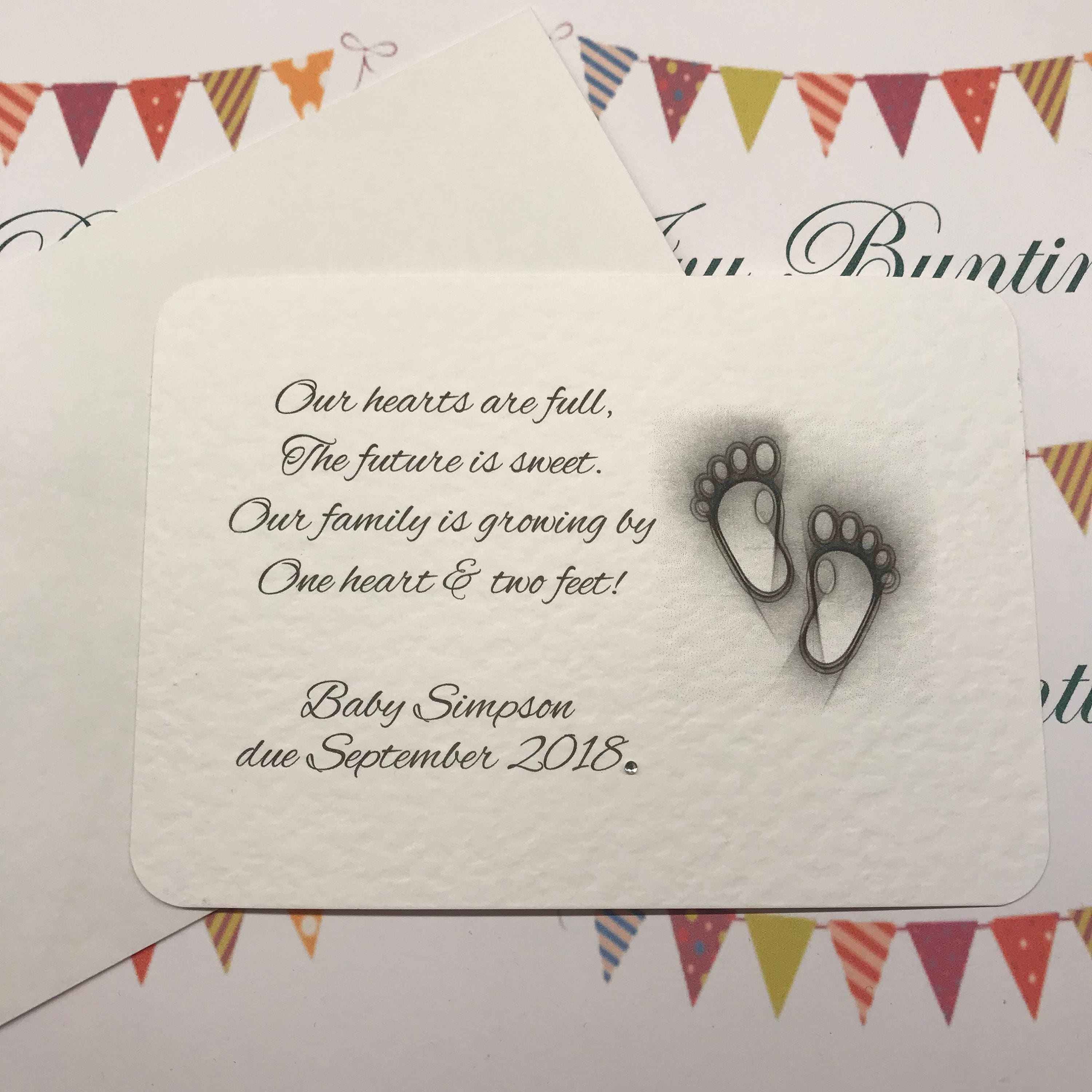 PREGNANCY ANNOUNCEMENT card with envelope personalised with Etsy