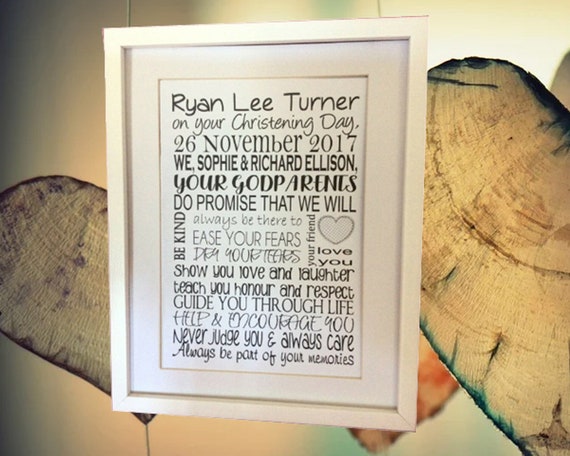 thank you Christening A5 Gift Godmother// Godfather//Godparent Card certificate