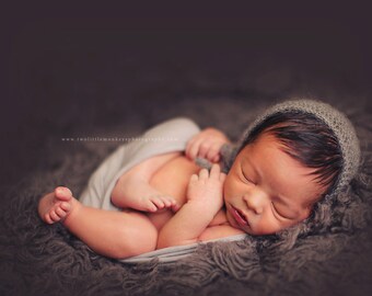 Newborn Crochet Mohair Bonnet , Newborn Photography Props- Baby Crochet Mohair Hat