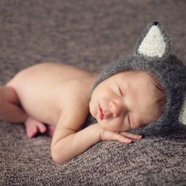 Newborn Fox Hat, Wolf hat,Luxurious Mohair Baby hat ,Photo Prop ,