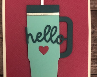 Happy Hello Stanley Water Tumbler - Handmade Card