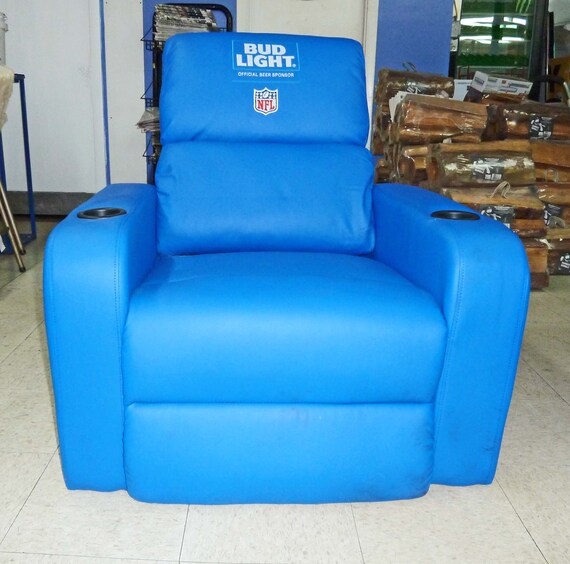 Items Similar To Bud Light Nfl Blue Leather Recliner On Etsy