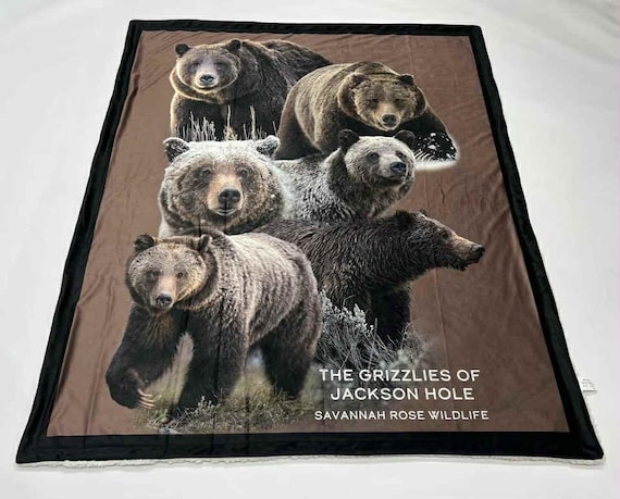 Grizzlies of Jackson Hole Plush Sherpa Blanket PREORDER