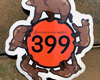 Grizzly 399 Round Vinyl Sticker - Yearlings edition