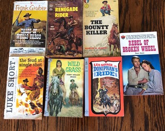Seven Vintage Pocket Trade Western Paperbacks