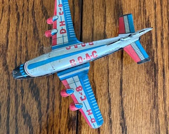 Small Tin Lithograph Plane - Vintage Friction Toy - B.O.A.C. Comet