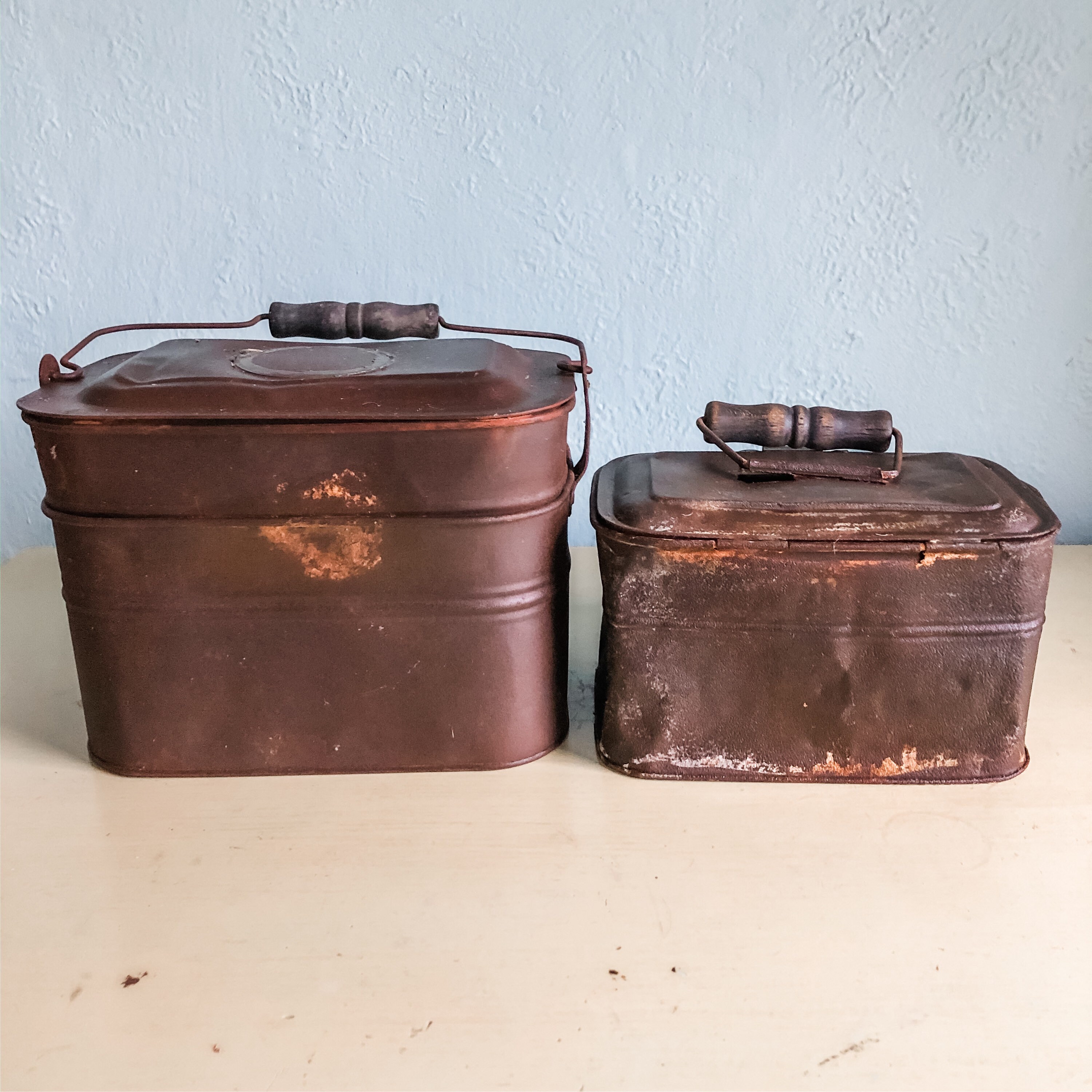Set of 2 Antique Lunch Pails / Lunch Box / Primitive / Etsy