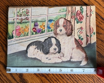 Vintage Needle Painting of Two Puppies