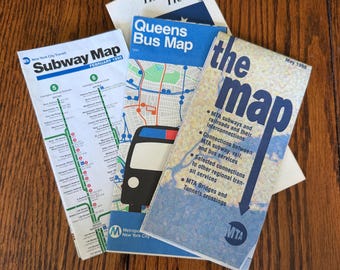 Three Metropolitan Transportation Authority MTA New York City Transit Maps Subway Bus Route Train