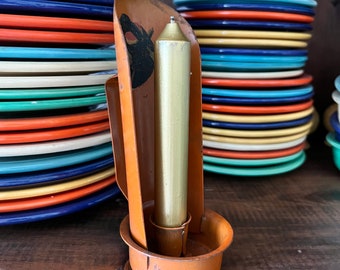 Vintage Metal Candle Holder - with Oriole decal