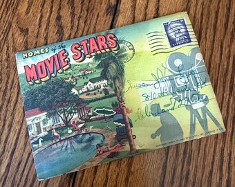 Vintage Home of the Movie Stars Souvenir Fold Out Postcard