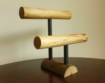 Double Bar Bracelet Display - 2 Tier Bracelet Display - Craft Show Bracelet Display - Bracelet Organizer - Wood Slice Display - Craft Fair
