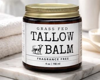 Grass Fed Beef Tallow Balm: Additive-Free, Unscented, Natural Skin Moisturizer