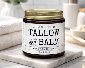 Grass Fed Beef Tallow Balm: Additive-Free, Unscented, Natural Skin Moisturizer