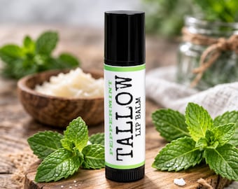 Peppermint Tallow Lip Balm: Grass-Fed, All-Natural