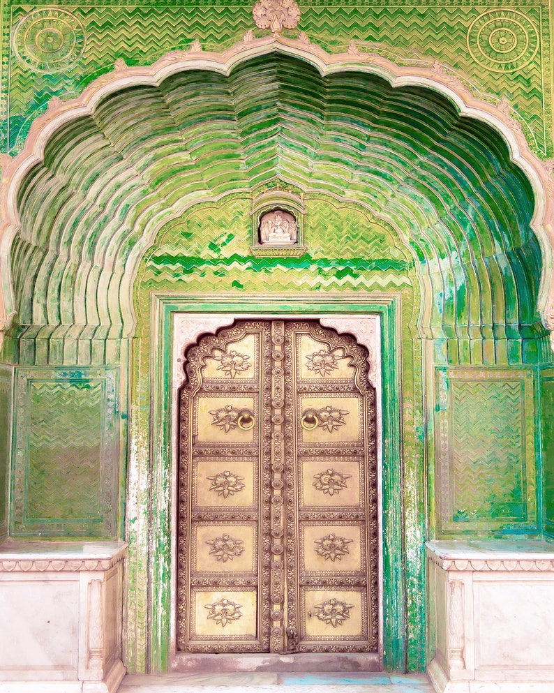 The Leheriya Gate City Palace, Jaipur, India Green Gate image 1