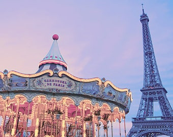 Paris Photography, Carousel, Eiffel Tower, Paris Decor, Europe - A Night in Paris