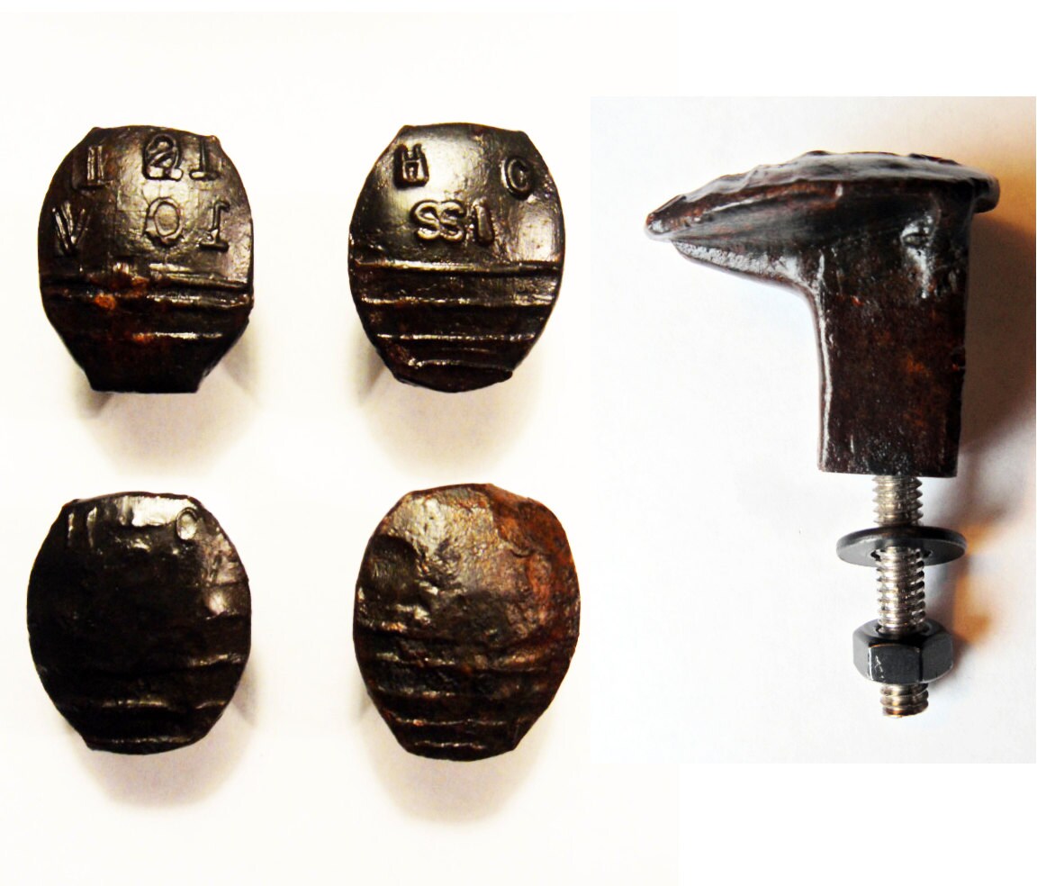 Free Shipping 4 Railroad Spike Knobs Door Pulls Cupboard Etsy