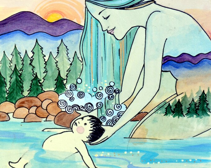 BAPTISM- 8.5 x 11" / inspirational art/ birth art/ gift for new mom/ blessing way gift/ gift for mom/ new mom/ pregnancy