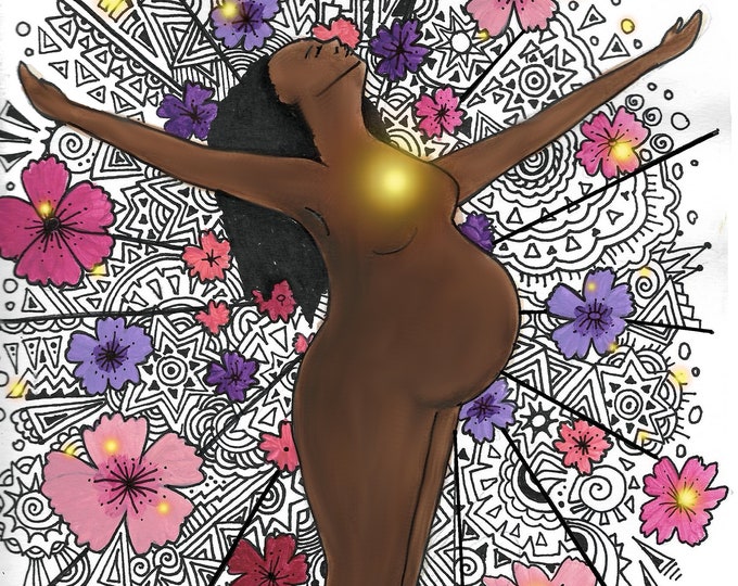 DIGITAL "Rise" print/poster /feminist art/ Pregnancy Art/ midwife/ doula/ gift for new mom