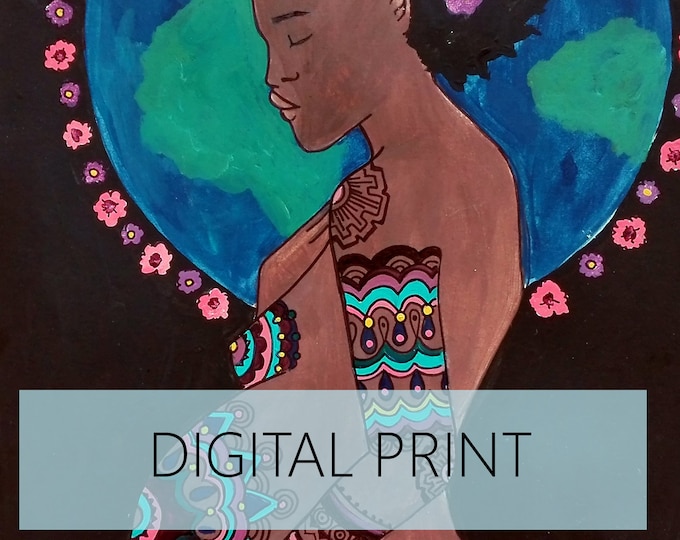 DIGITAL "Earth" print/poster /Birth Art/ Pregnancy Art/ midwife/ doula/ gift for new mom