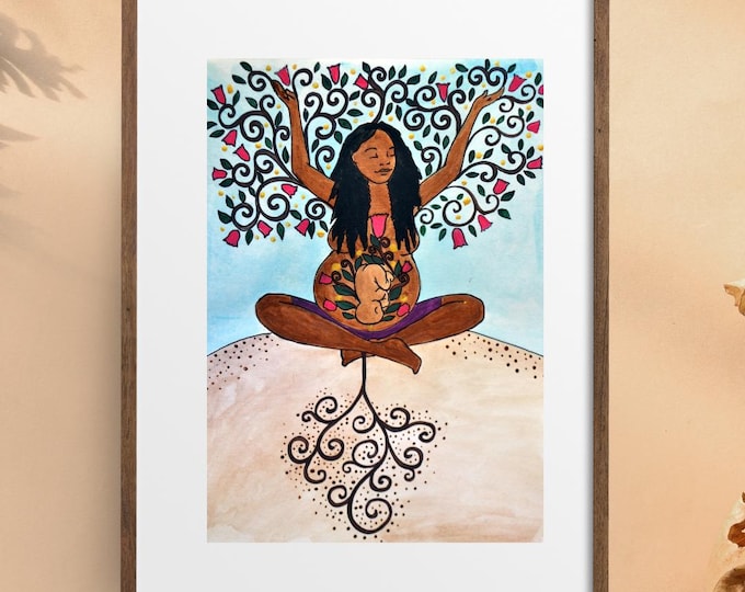 ROOTS  art print-  8.5" x 11" /  pregnancy/ birth art/ doula/ midwife/ gift for doula/ gift for midwife/ spiritysol