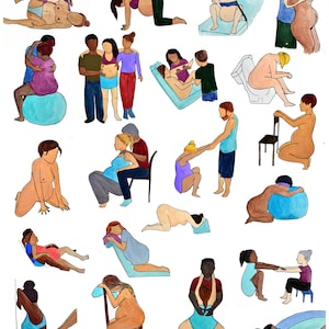 Childbirth Education Slides/ Set 2/ Slides 6-10/ Labor and Birth Positions/ PDFs/ Midwife/ Doula/ Birth Education